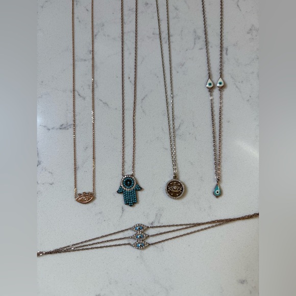 Judaica Rose Gold Evil Eye Hamsa Necklaces & Bracelet - Picture 1 of 2